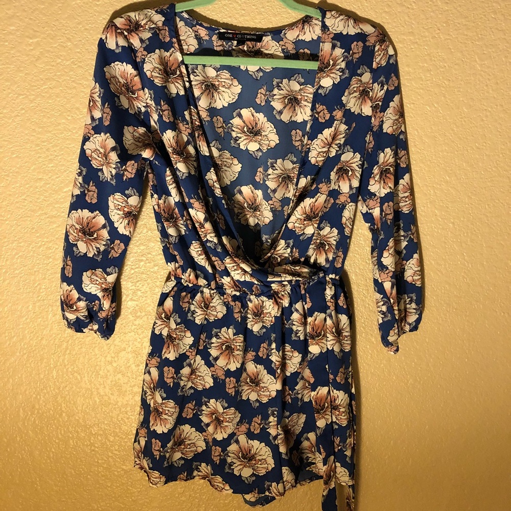 Flowered Long Sleeve Romper
